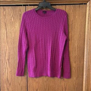 Talbots Purple Crew Neck Cable Knit Sweater